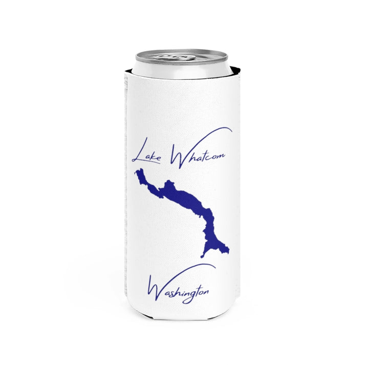 Washington  Lake  Whatcom  Slim  Can  Koozie  front  position  view  from  front  white.webp