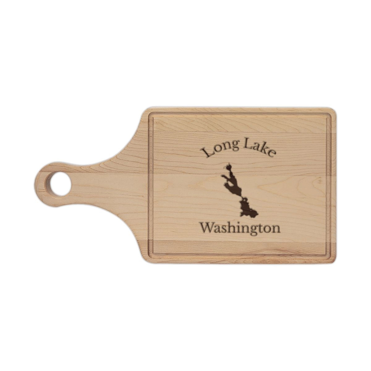 Washington  Long  Lake  Engraved  Cutting  Board  front  position  view  from  front  maple.webp