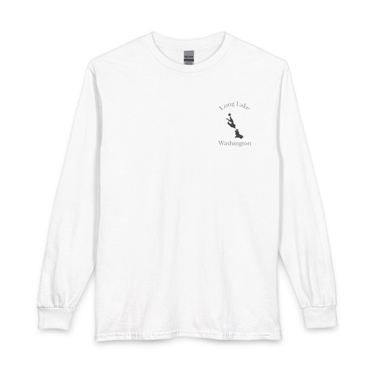 Washington  Long  Lake  Long  Sleeve  Fishing  T-shirt  front  position  view  from  front  white.webp