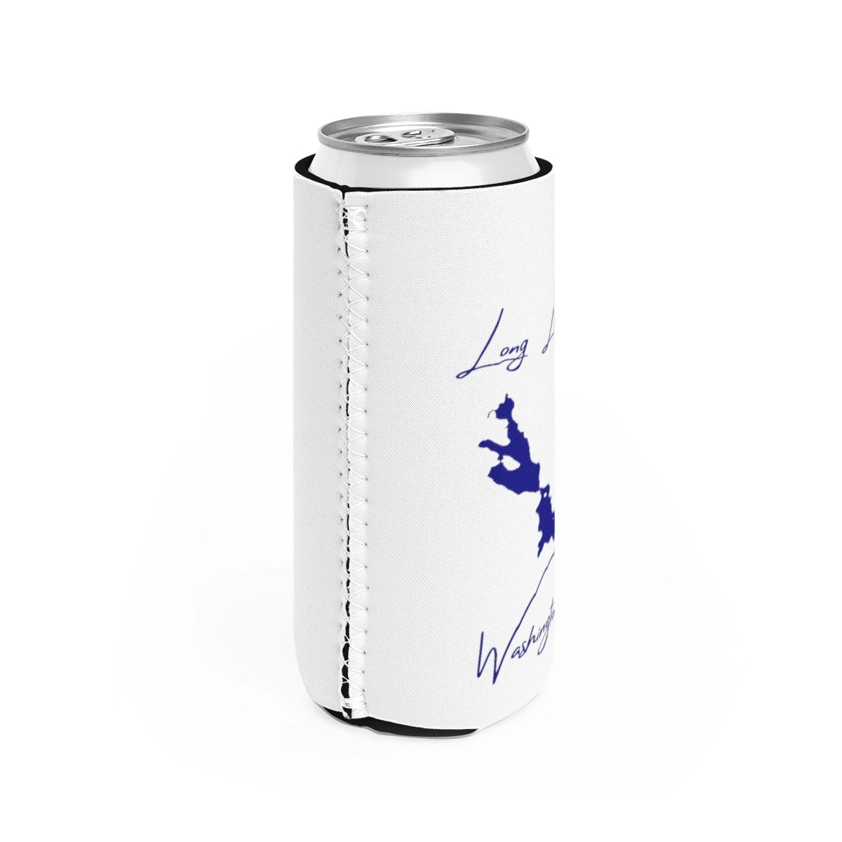Washington  Long  Lake  Slim  Can  Koozie  all  position  view  from  right  white.webp