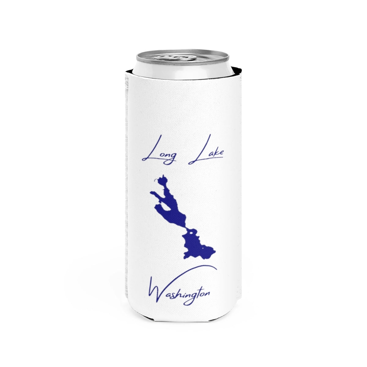 Washington  Long  Lake  Slim  Can  Koozie  front  position  view  from  front  white.webp