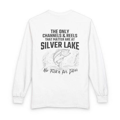Washington  Silver  Lake  Long  Sleeve  Fishing  T-shirt  back  position  view  from  back  white.webp