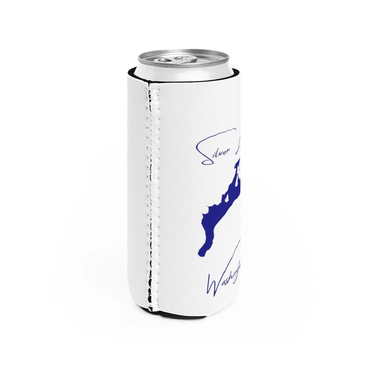 Washington  Silver  Lake  Slim  Can  Koozie  all  position  view  from  right  white.webp