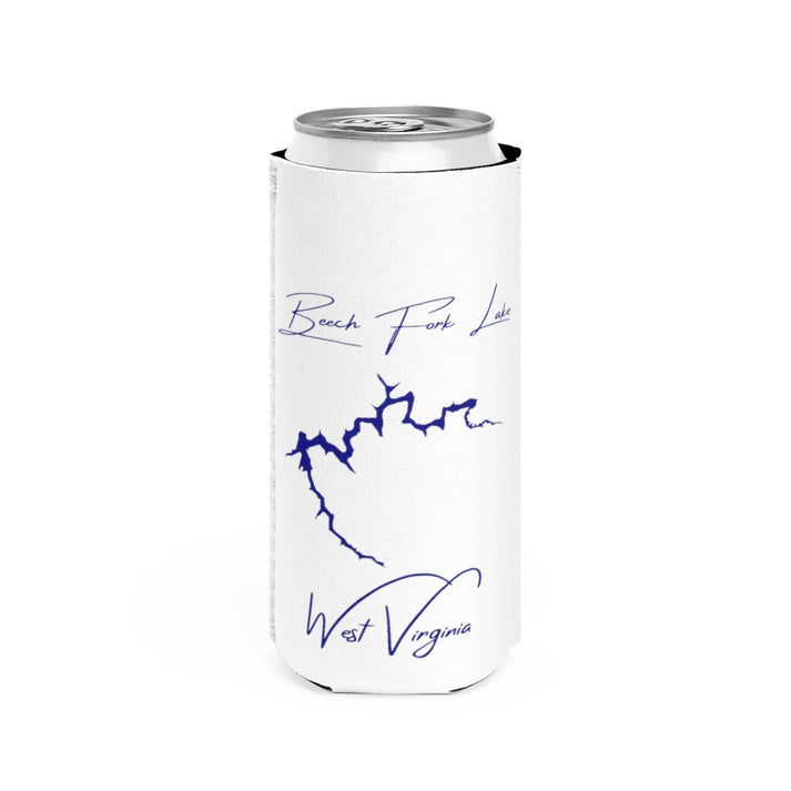 West  Virginia  Beech  Fork  Lake  Slim  Can  Koozie  front  position  view  from  front  white.webp