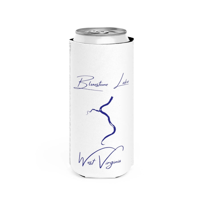 West  Virginia  Bluestone  Lake  Slim  Can  Koozie  front  position  view  from  front  white.webp