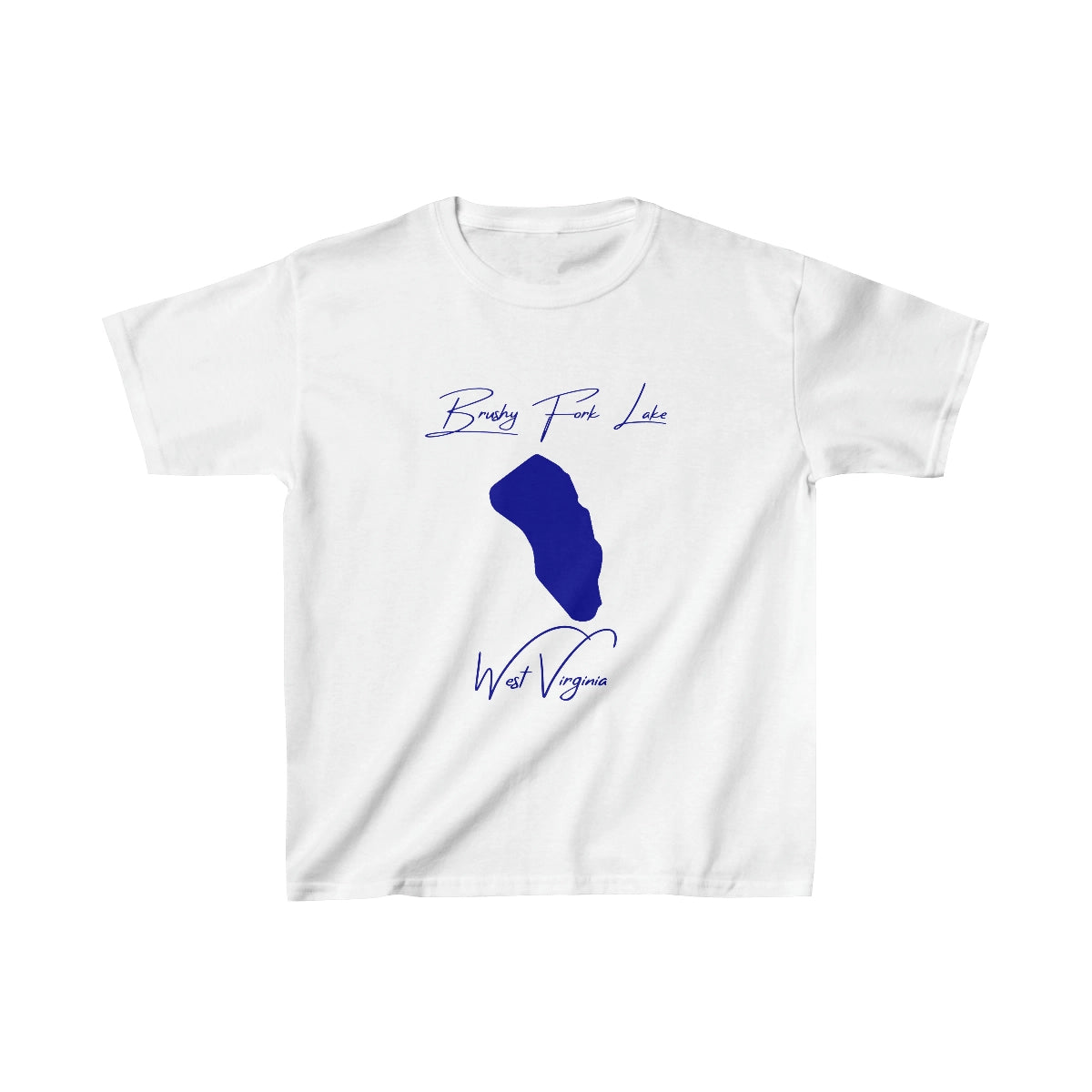 West  Virginia  Brushy  Fork  Lake  Youth  T-shirt  front  position  view  from  front  white.webp