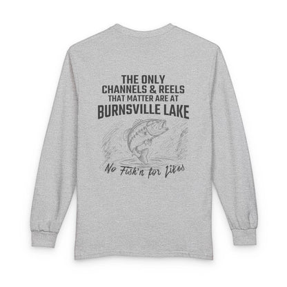 West  Virginia  Burnsville  Lake  Long  Sleeve  Fishing  T-shirt  back  position  view  from  back  sport  grey.webp