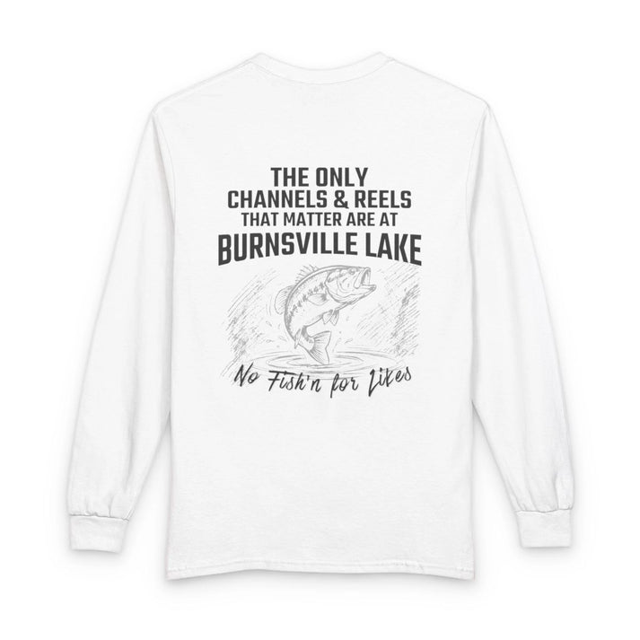 West  Virginia  Burnsville  Lake  Long  Sleeve  Fishing  T-shirt  back  position  view  from  back  white.webp