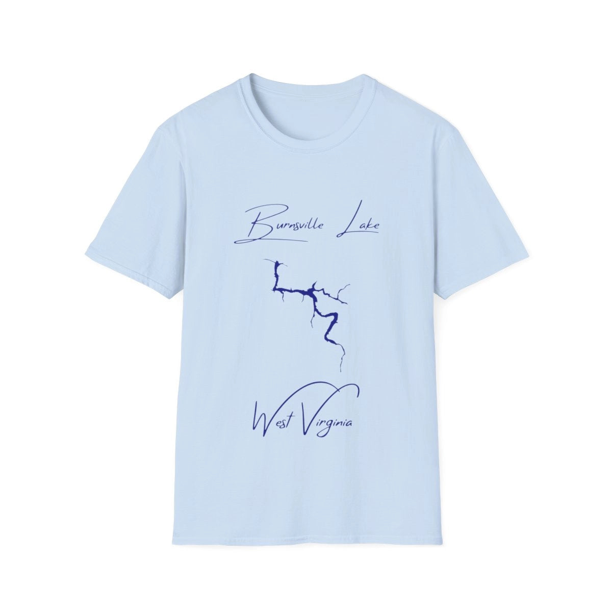 West  Virginia  Burnsville  Lake  T-shirt  front  position  view  from  front  light  blue.webp