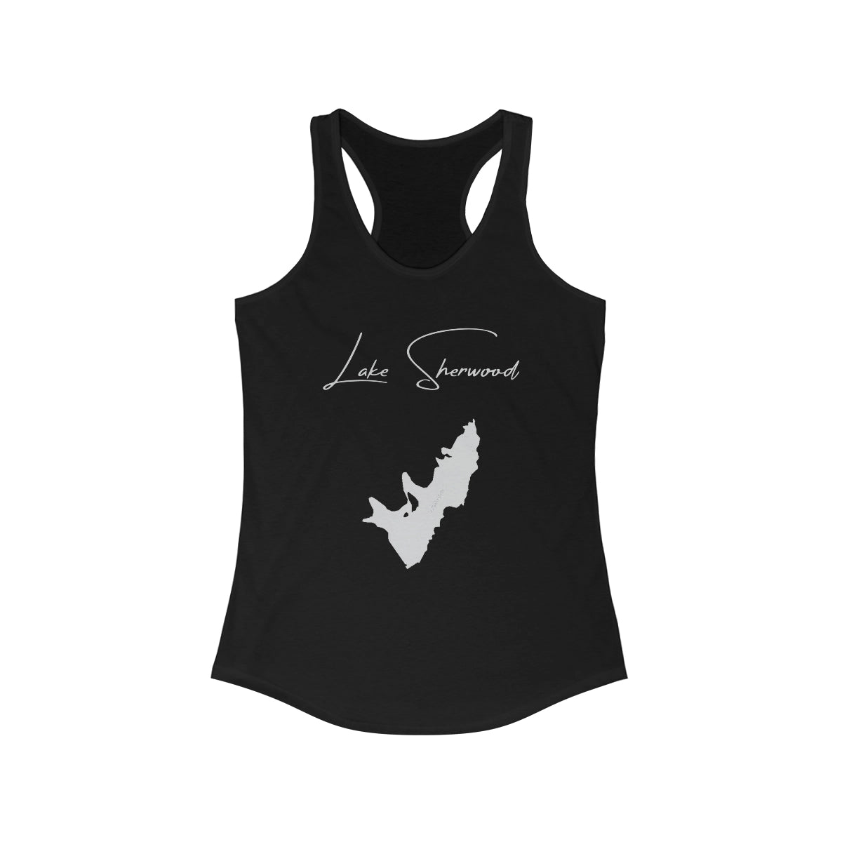 West  Virginia  Lake  Sherwood  Racerback-Tank  front  position  view  from  front  solid  black.webp