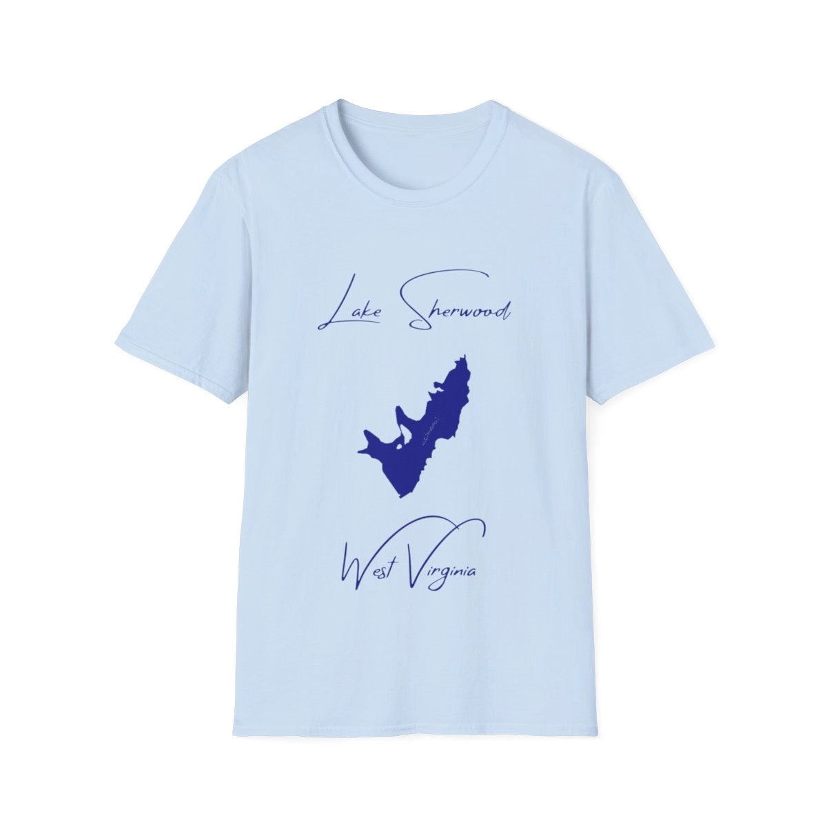 West  Virginia  Lake  Sherwood  T-shirt  front  position  view  from  front  light  blue.webp