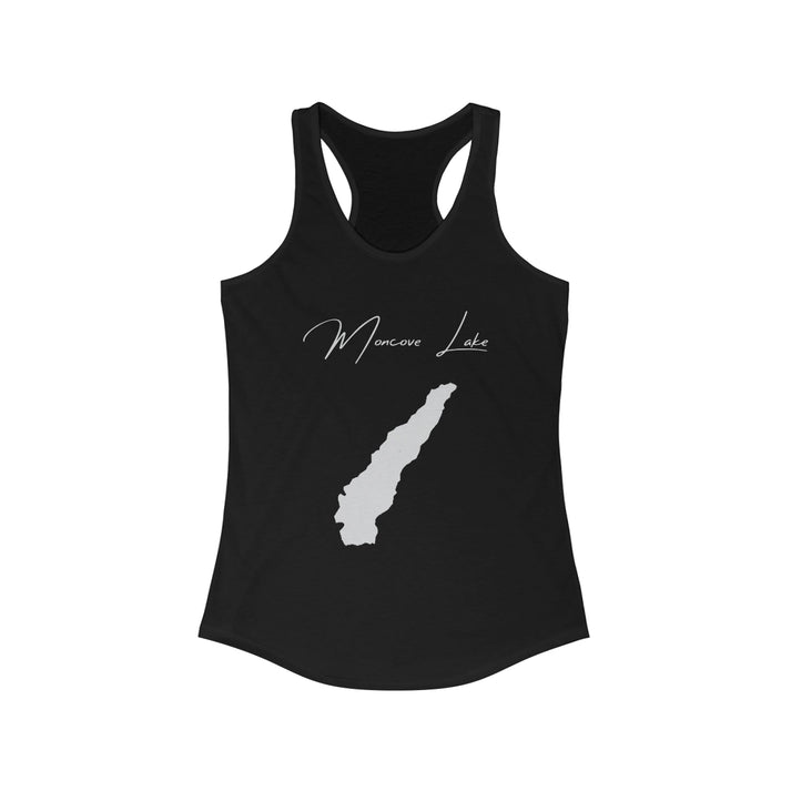 West  Virginia  Moncove  Lake  Racerback-Tank  front  position  view  from  front  solid  black.webp