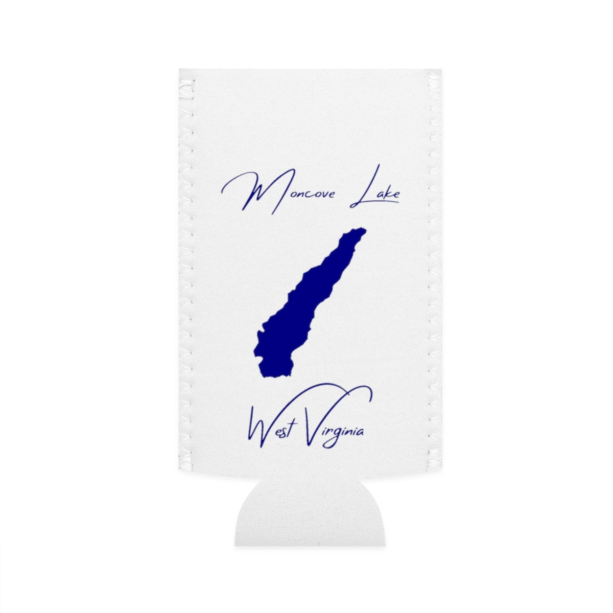 West  Virginia  Moncove  Lake  Slim  Can  Koozie  front  position  view  from  flat-front  white.webp