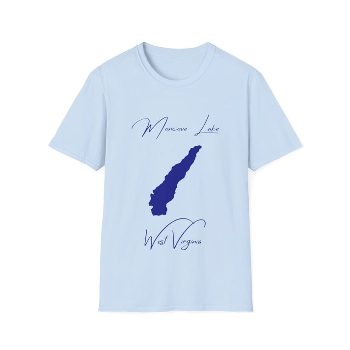 West  Virginia  Moncove  Lake  T-shirt  front  position  view  from  front  light  blue.webp