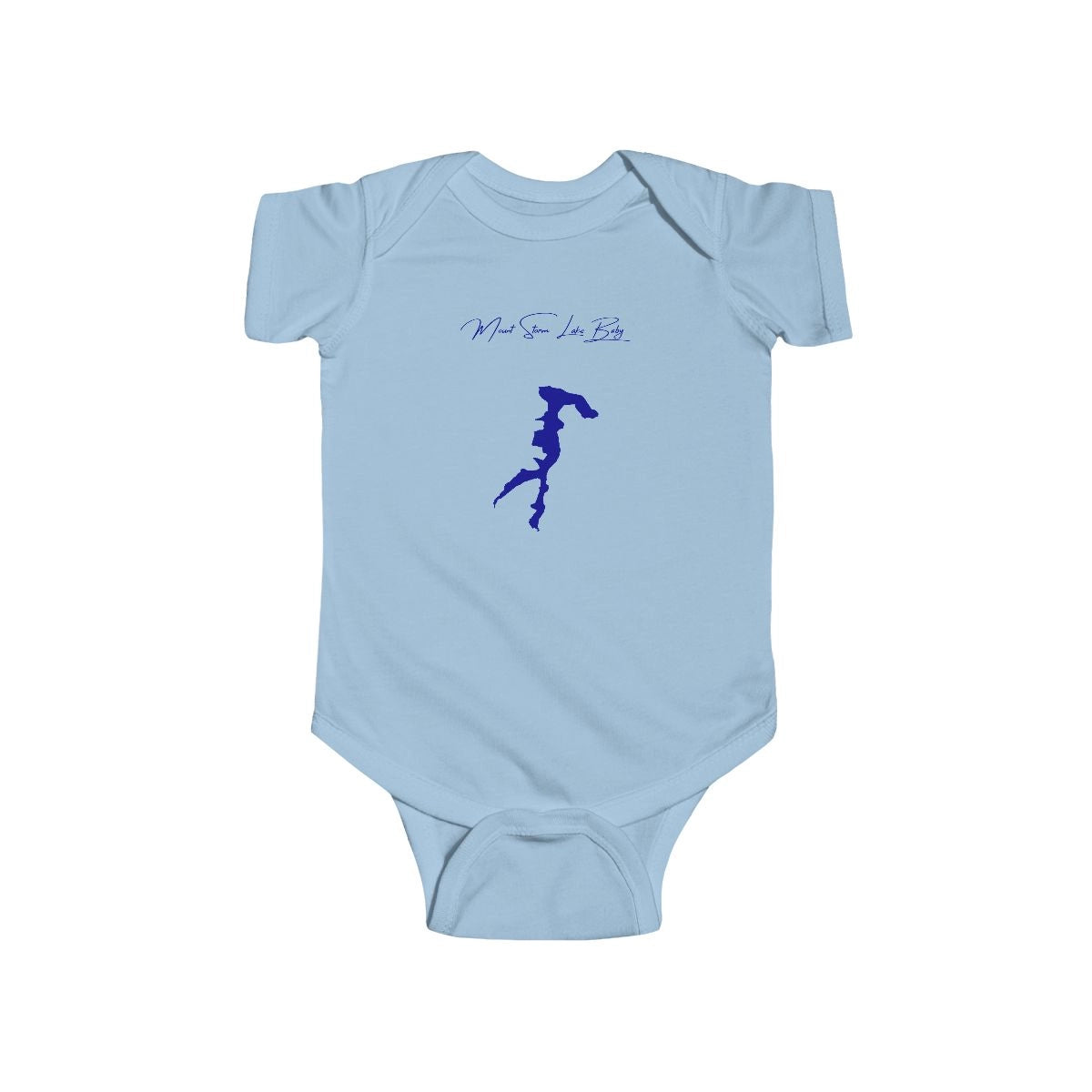 West  Virginia  Mount  Storm  Lake  Onesie  front  position  view  from  front  light  blue.webp