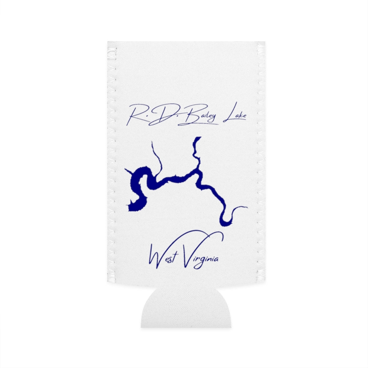West  Virginia  R.D.  Bailey  Lake  Slim  Can  Koozie  front  position  view  from  flat-front  white.webp