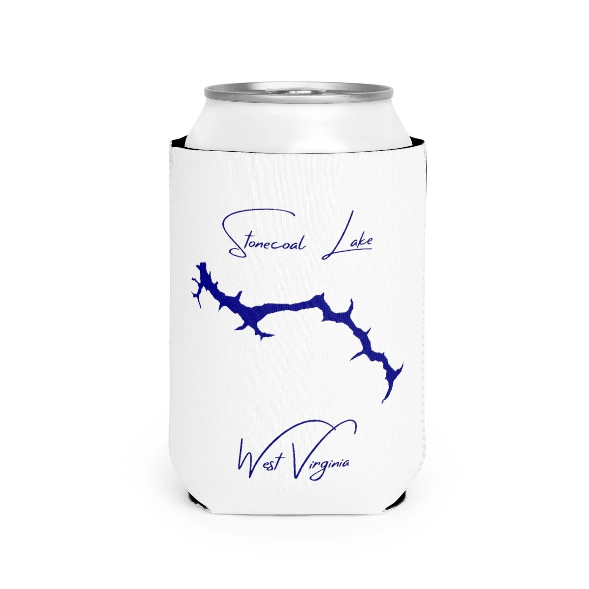 West  Virginia  Stonecoal  Lake  Can  Koozie  front  position  view  from  front-2  white.webp
