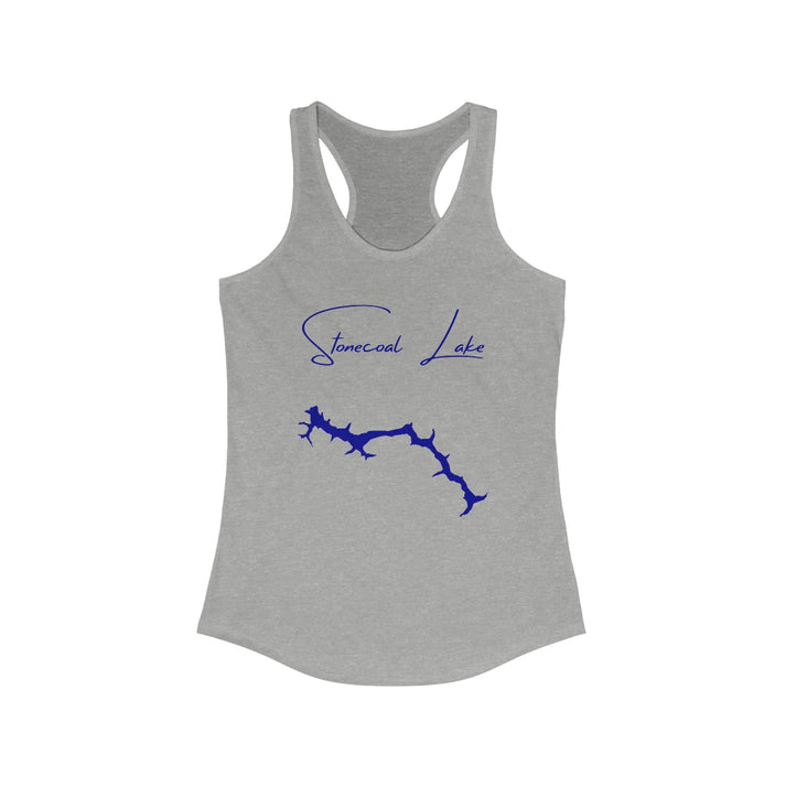 West  Virginia  Stonecoal  Lake  Racerback-Tank  front  position  view  from  front  heather  grey.webp