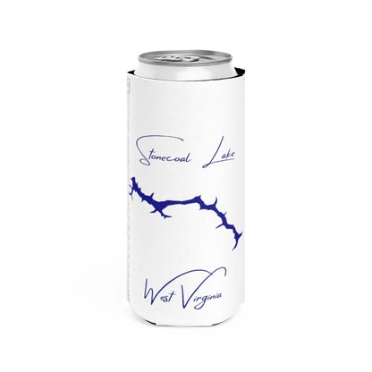 West  Virginia  Stonecoal  Lake  Slim  Can  Koozie  front  position  view  from  front  white.webp