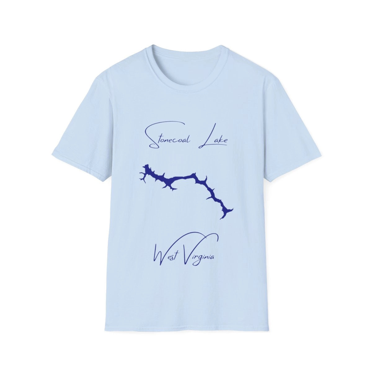 West  Virginia  Stonecoal  Lake  T-shirt  front  position  view  from  front  light  blue.webp