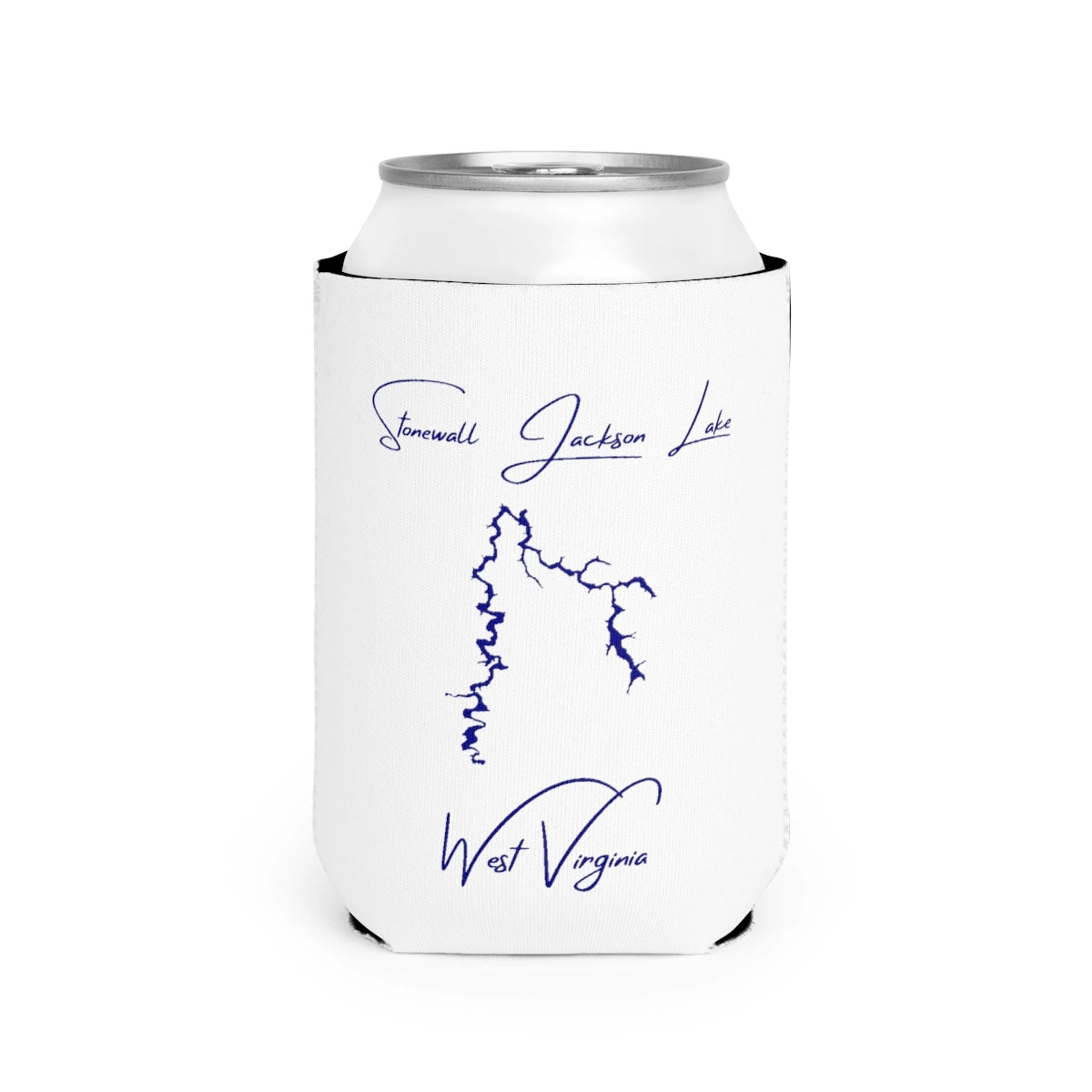 West  Virginia  Stonewall  Jackson  Lake  Can  Koozie  front  position  view  from  front-2  white.webp