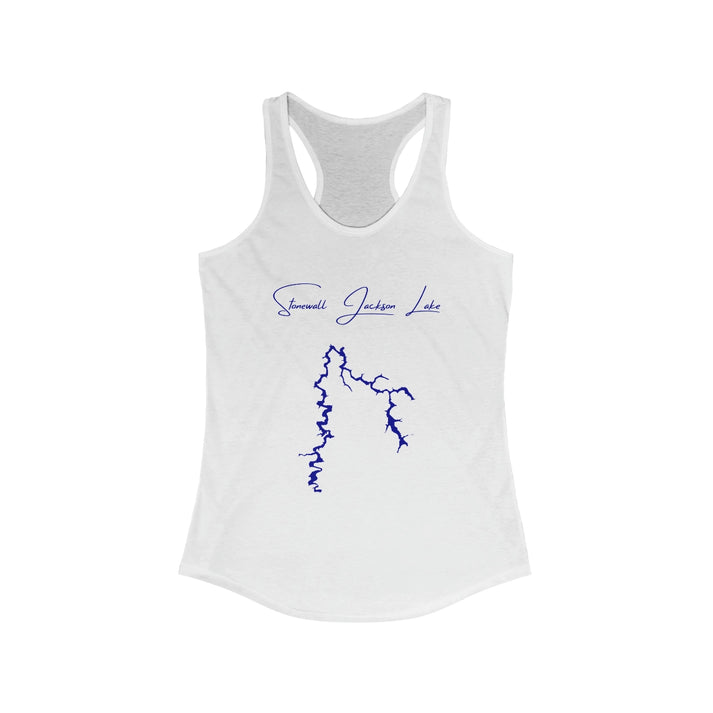 West  Virginia  Stonewall  Jackson  Lake  Racerback-Tank  front  position  view  from  front  solid  white.webp