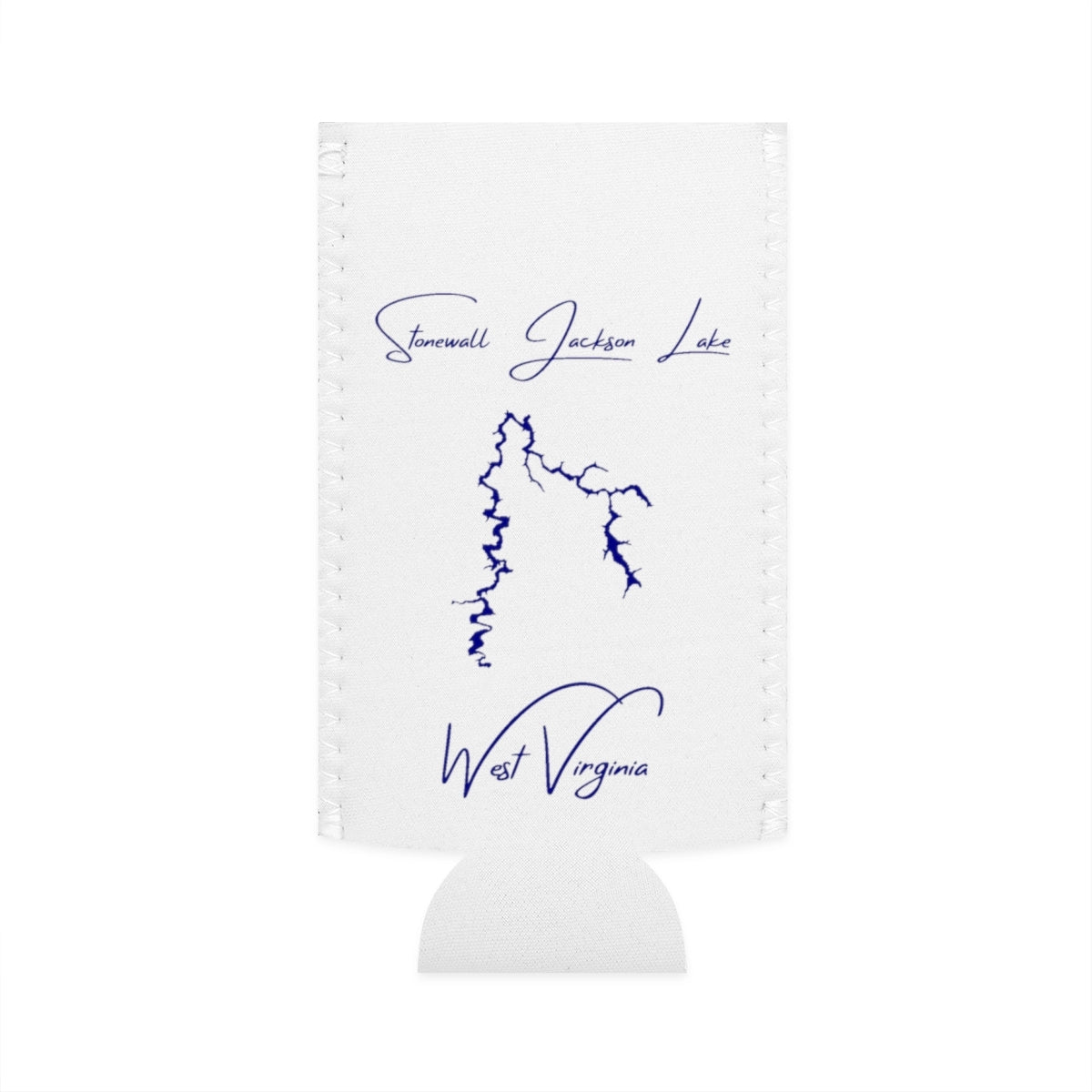 West  Virginia  Stonewall  Jackson  Lake  Slim  Can  Koozie  front  position  view  from  flat-front  white.webp