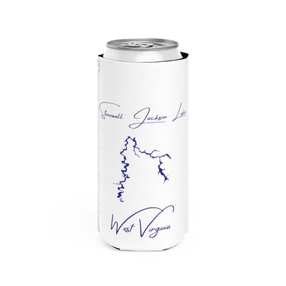 West  Virginia  Stonewall  Jackson  Lake  Slim  Can  Koozie  front  position  view  from  front  white.webp