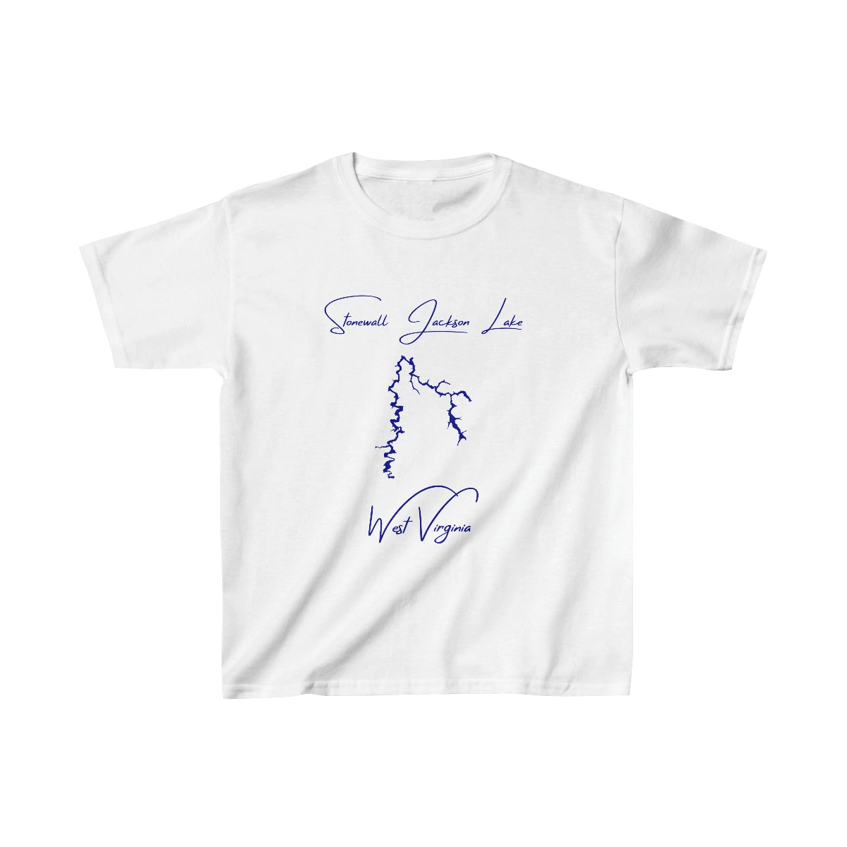 West  Virginia  Stonewall  Jackson  Lake  Youth  T-shirt  front  position  view  from  front  white.webp