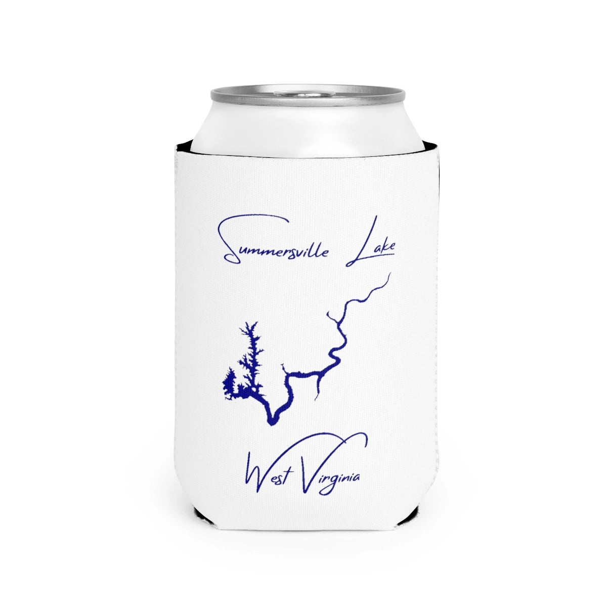 West  Virginia  Summersville  Lake  Can  Koozie  front  position  view  from  front-2  white.webp