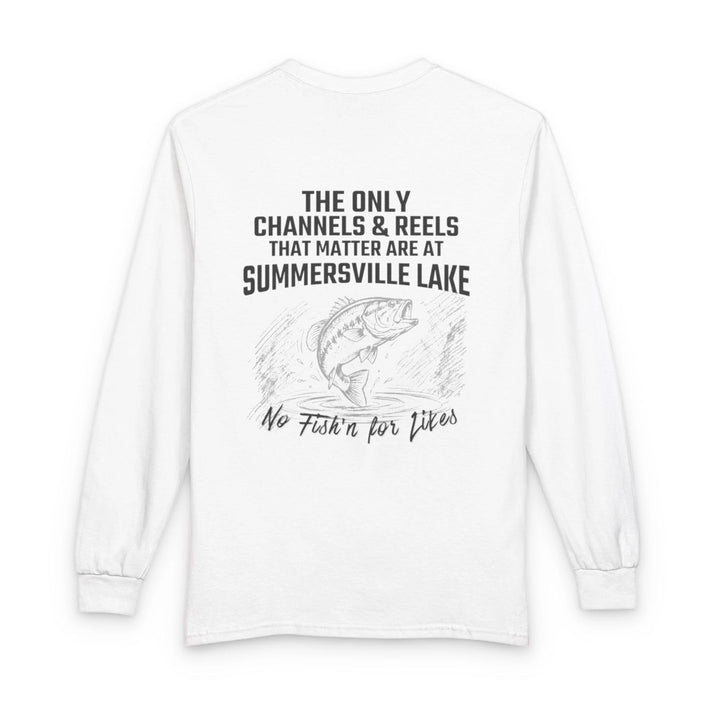 West  Virginia  Summersville  Lake  Long  Sleeve  Fishing  T-shirt  back  position  view  from  back  white.webp