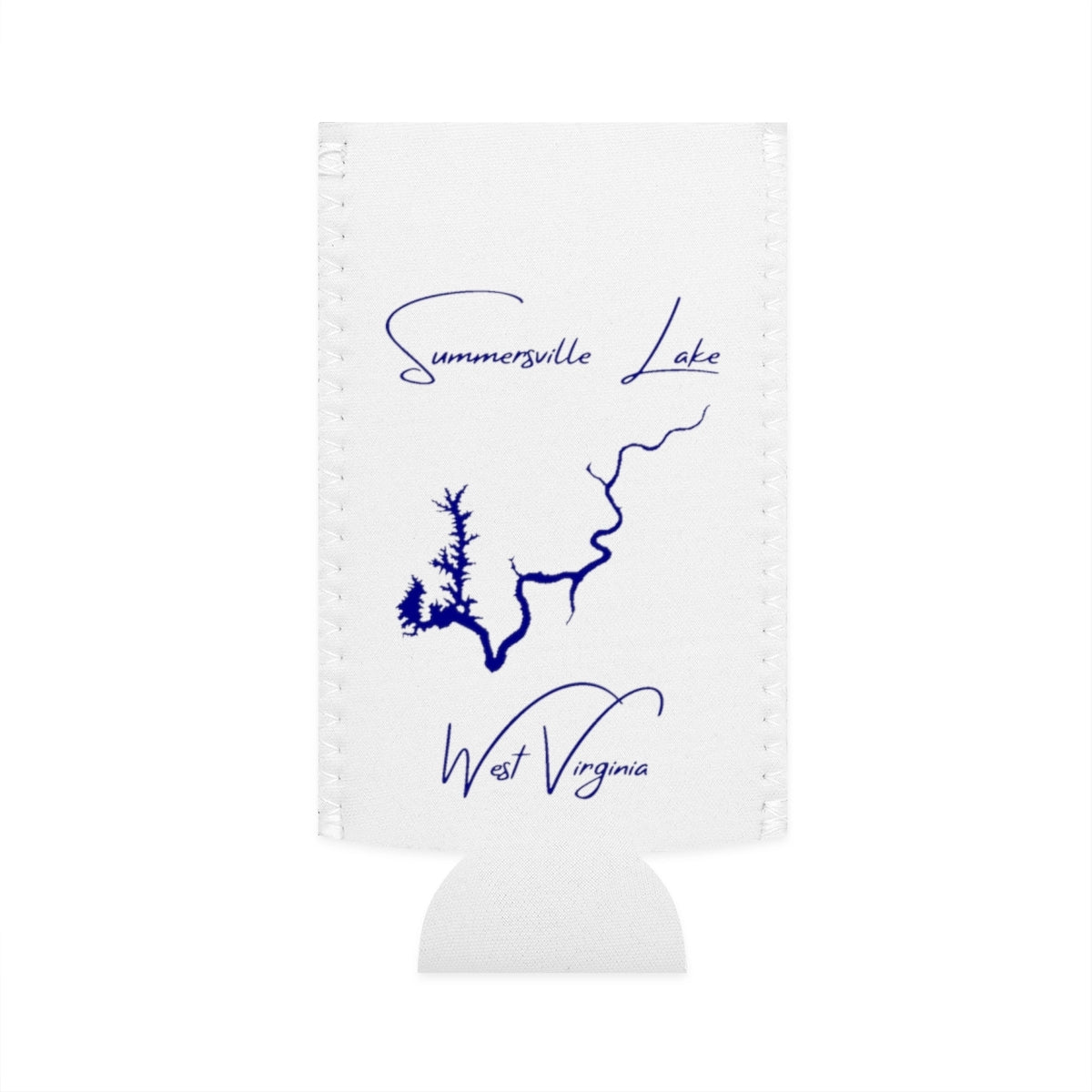 West  Virginia  Summersville  Lake  Slim  Can  Koozie  front  position  view  from  flat-front  white.webp