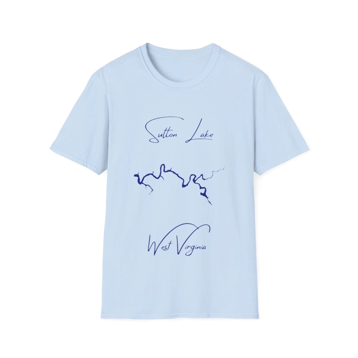 West  Virginia  Sutton  Lake  T-shirt  front  position  view  from  front  light  blue.webp