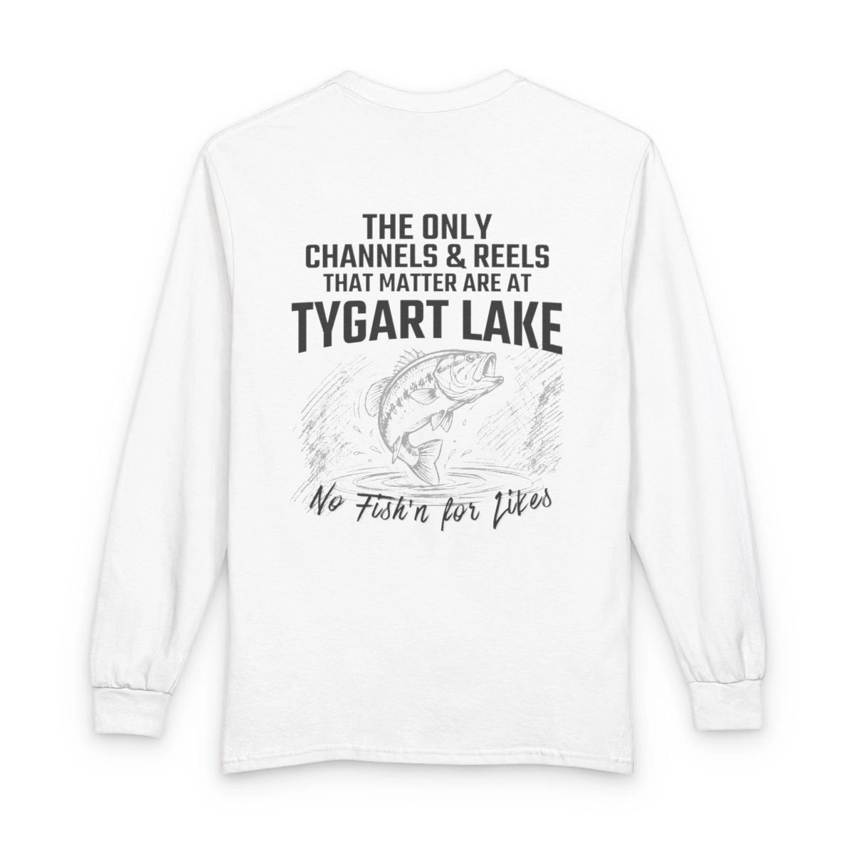 West  Virginia  Tygart  Lake  Long  Sleeve  Fishing  T-shirt  back  position  view  from  back  white.webp