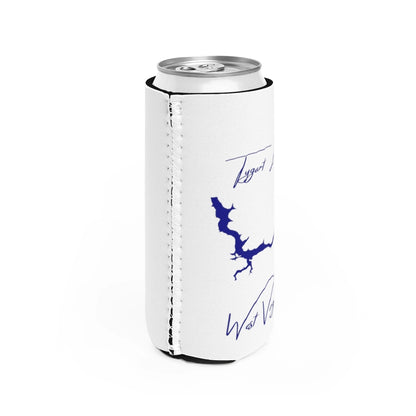 West  Virginia  Tygart  Lake  Slim  Can  Koozie  all  position  view  from  right  white.webp