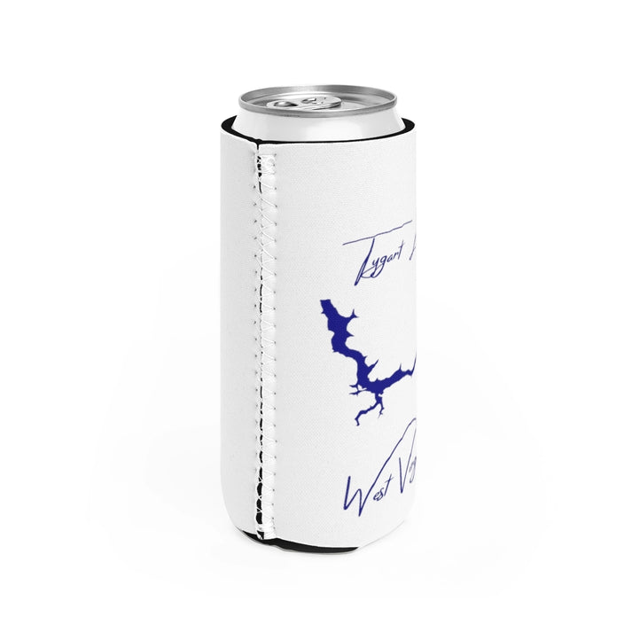 West  Virginia  Tygart  Lake  Slim  Can  Koozie  all  position  view  from  right  white.webp