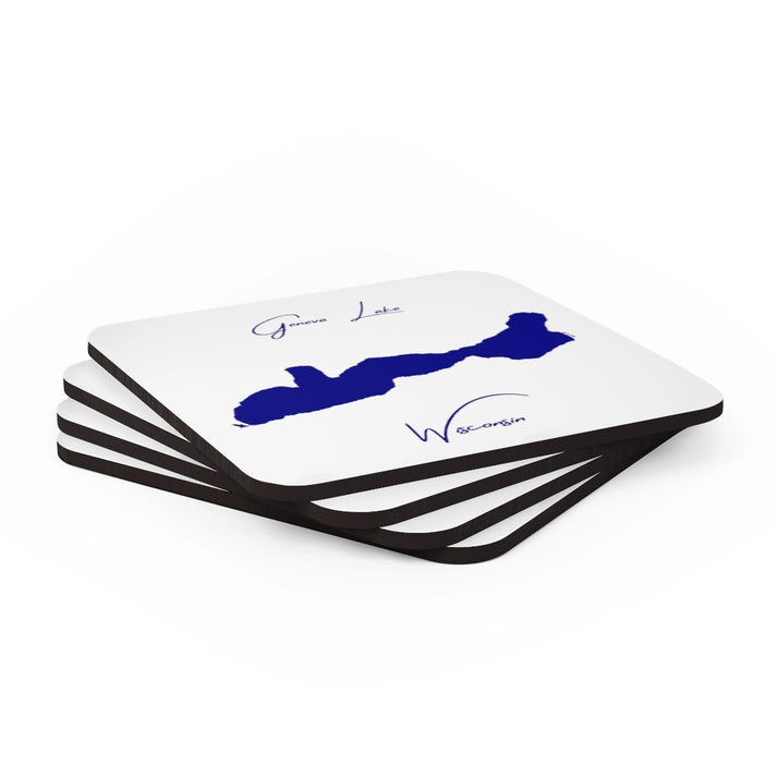 Wisconsin  Geneva  Lake  Coaster  Set  front  position  view  from  stacked  3.75  x  3.75.webp