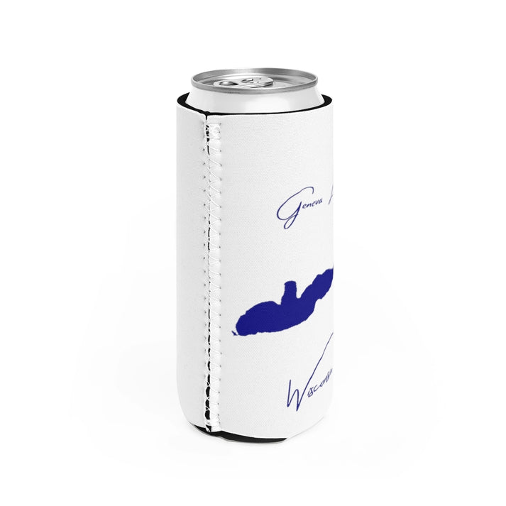Wisconsin  Geneva  Lake  Slim  Can  Koozie  all  position  view  from  right  white.webp