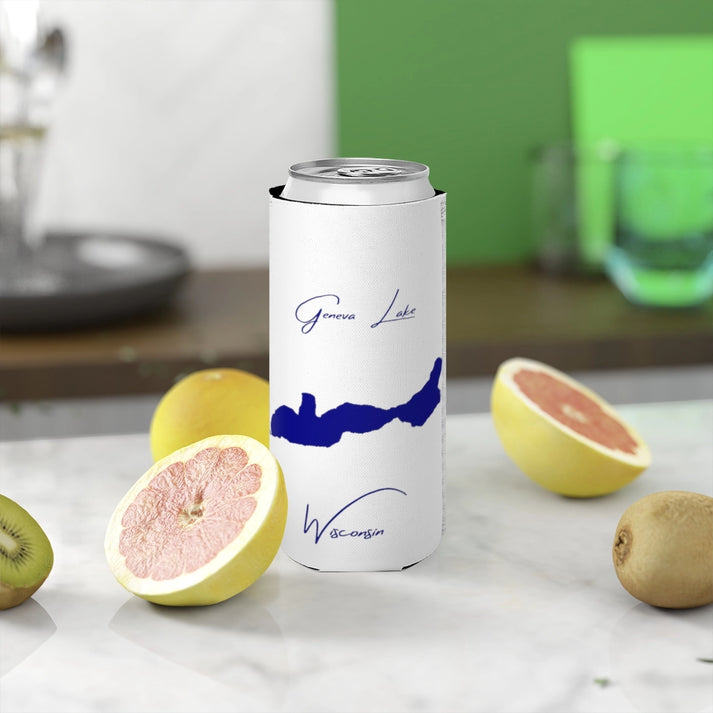 Wisconsin  Geneva  Lake  Slim  Can  Koozie  front  position  view  from  context-2  white.webp