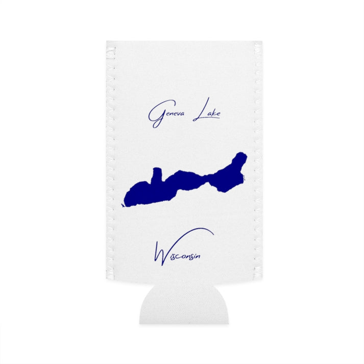 Wisconsin  Geneva  Lake  Slim  Can  Koozie  front  position  view  from  flat-front  white.webp