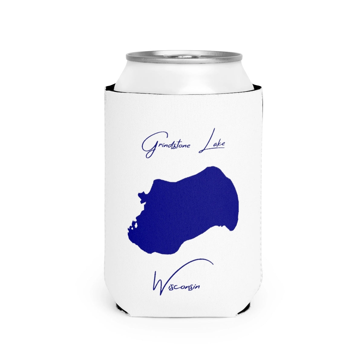 Wisconsin  Grindstone  Lake  Can  Koozie  front  position  view  from  front-2  white.webp