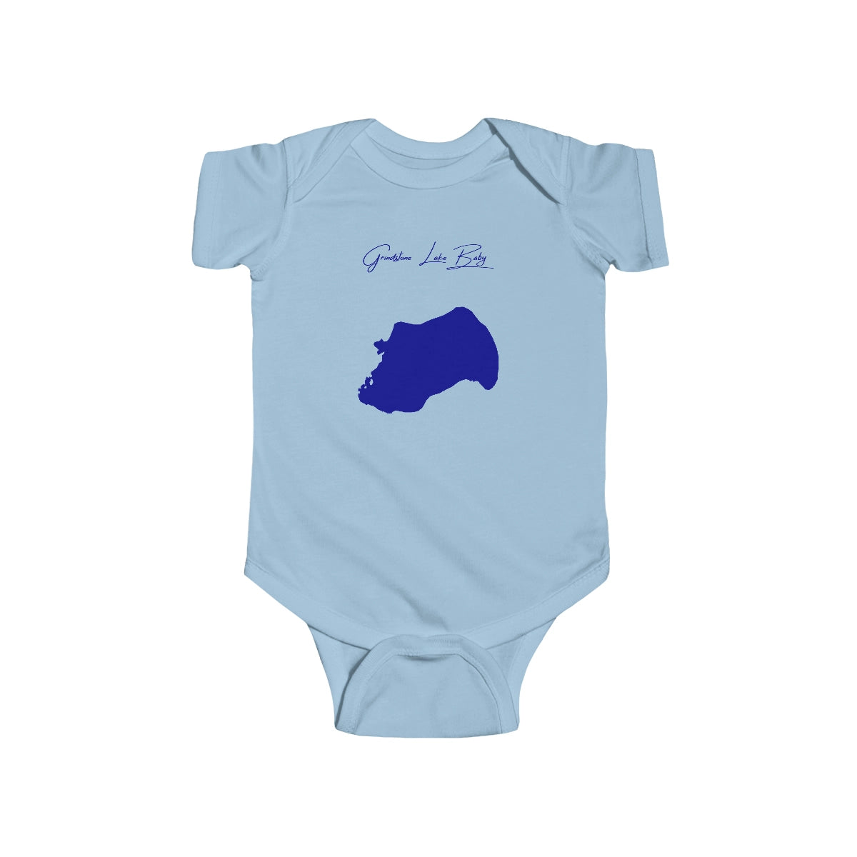 Wisconsin  Grindstone  Lake  Onesie  front  position  view  from  front  light  blue.webp