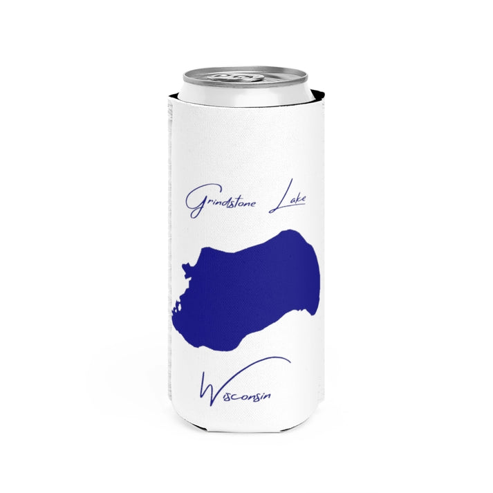 Wisconsin  Grindstone  Lake  Slim  Can  Koozie  front  position  view  from  front  white.webp