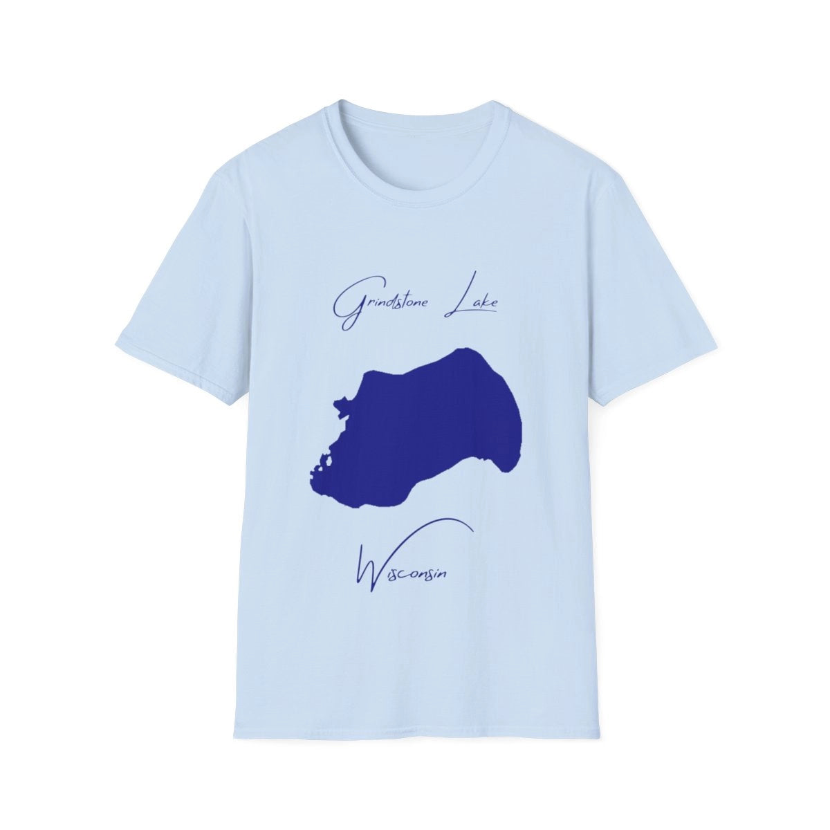 Wisconsin  Grindstone  Lake  T-shirt  front  position  view  from  front  light  blue.webp