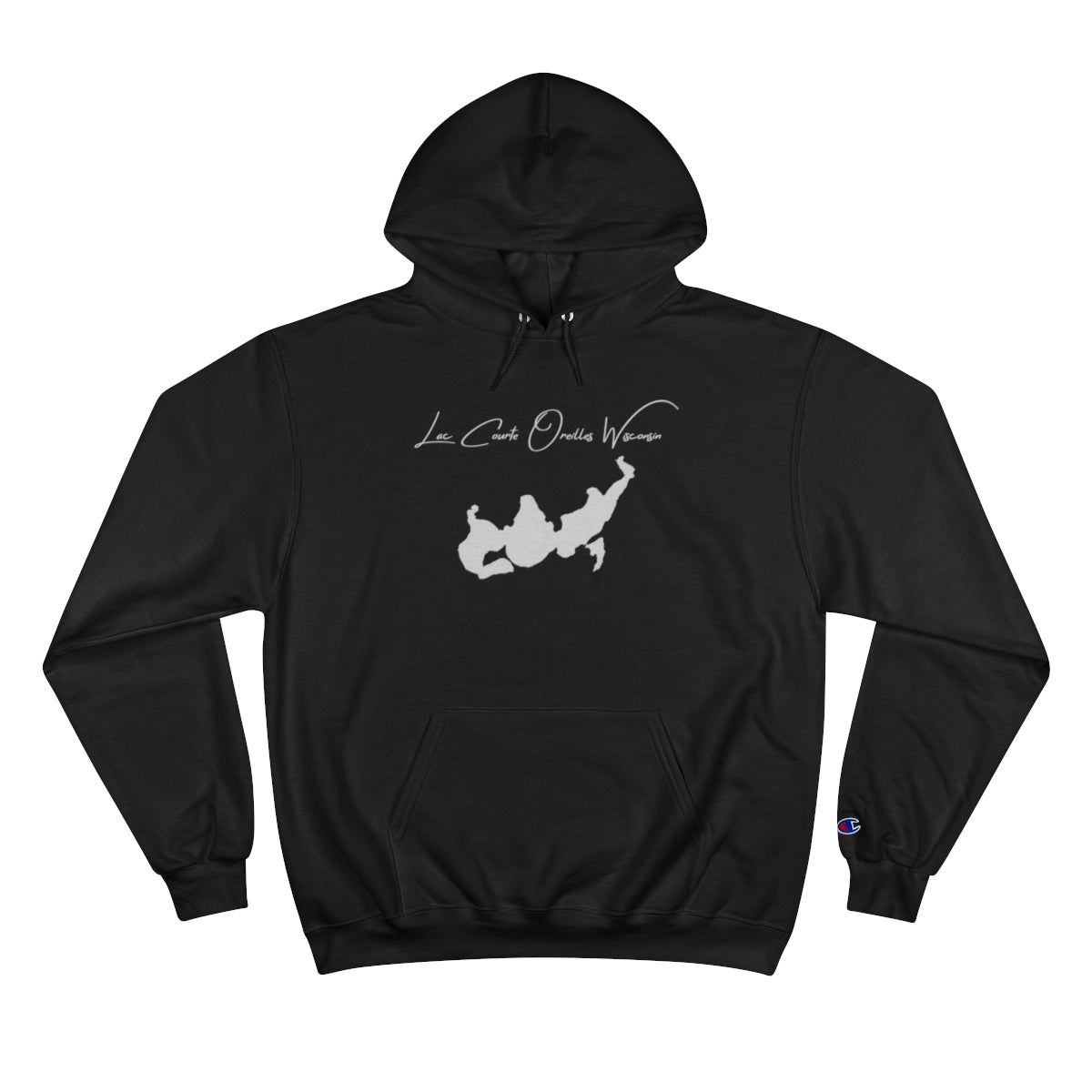 Wisconsin  Lac  Courte  Oreilles  Hoodie  front  position  view  from  front  black.webp