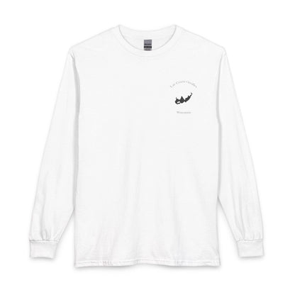 Wisconsin  Lac  Courte  Oreilles  Long  Sleeve  Fishing  T-shirt  front  position  view  from  front  white.webp