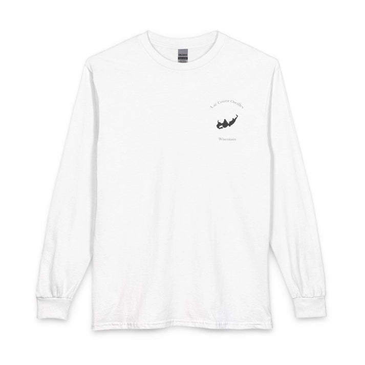 Wisconsin  Lac  Courte  Oreilles  Long  Sleeve  Fishing  T-shirt  front  position  view  from  front  white.webp