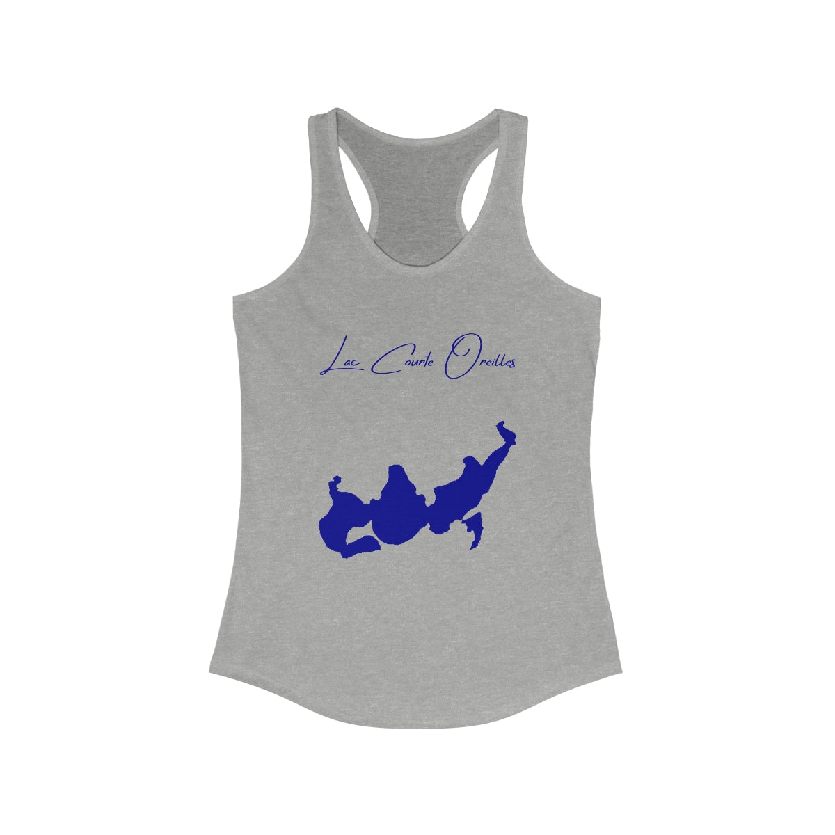 Wisconsin  Lac  Courte  Oreilles  Racerback-Tank  front  position  view  from  front  heather  grey.webp