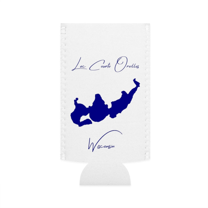 Wisconsin  Lac  Courte  Oreilles  Slim  Can  Koozie  front  position  view  from  flat-front  white.webp
