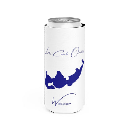 Wisconsin  Lac  Courte  Oreilles  Slim  Can  Koozie  front  position  view  from  front  white.webp